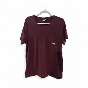 PINK Victoria's Secret Burgundy Pocket Tee